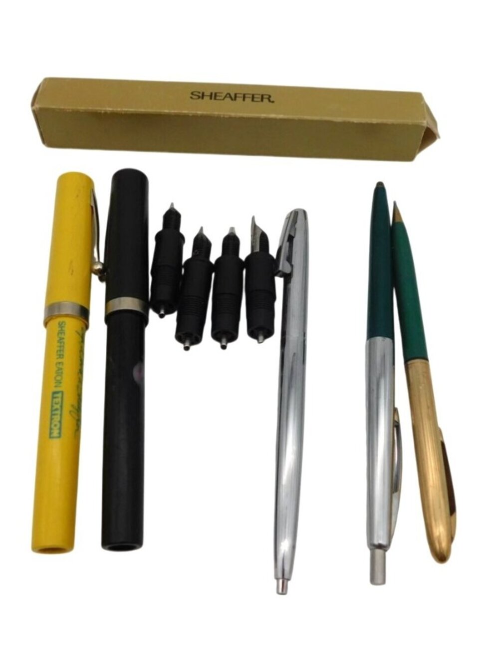 Vintage Sheaffer Calligraphy Pen Set With Nibs & Ballpoint Pens With Box READ